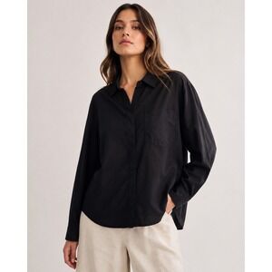 Maria‎ McManus Black Organic Cotton Hidden Button Shirt Large Minimal Luxury
